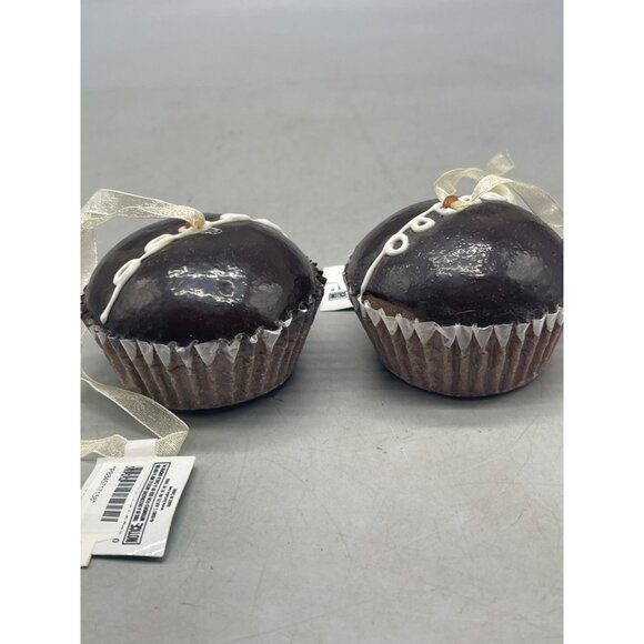 Kurt Adler sweets Christmas cup cake ornaments set of 2 squishy brown READ NEW - Picture 3 of 7